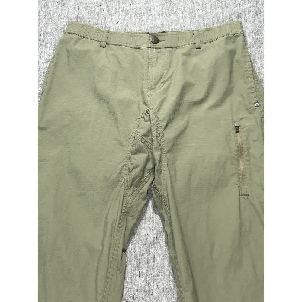 Wrmfzy Pants Mens Large Green Ripstop Tactical Cargo Elastic Waist Stretch